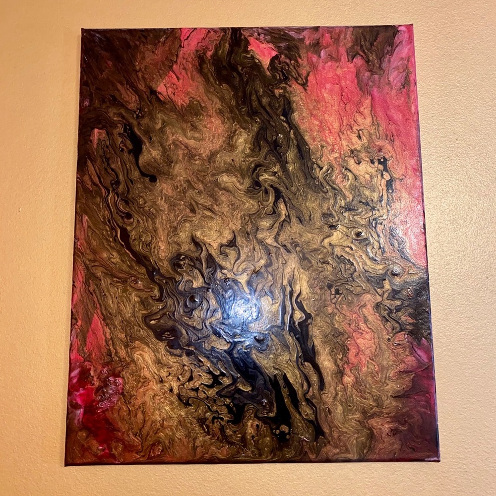 Red/black/gold Drip Paint Wall Decor